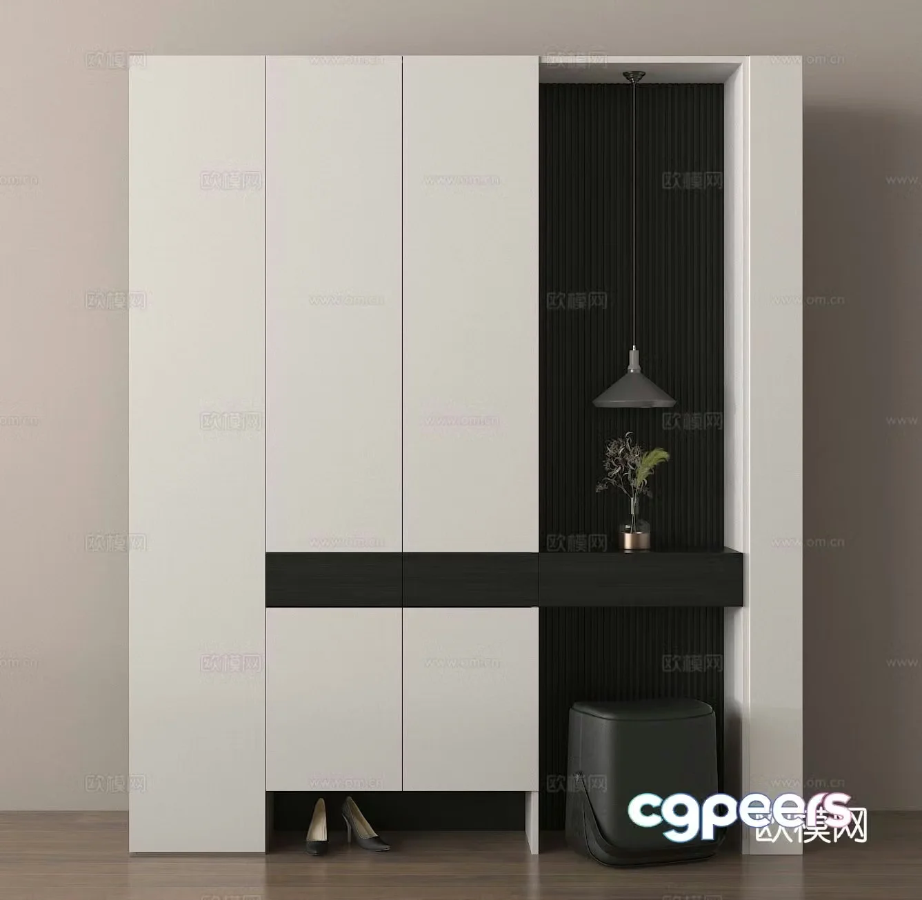 Entrance cabinet door shoe cabinet entrance door background 3D model