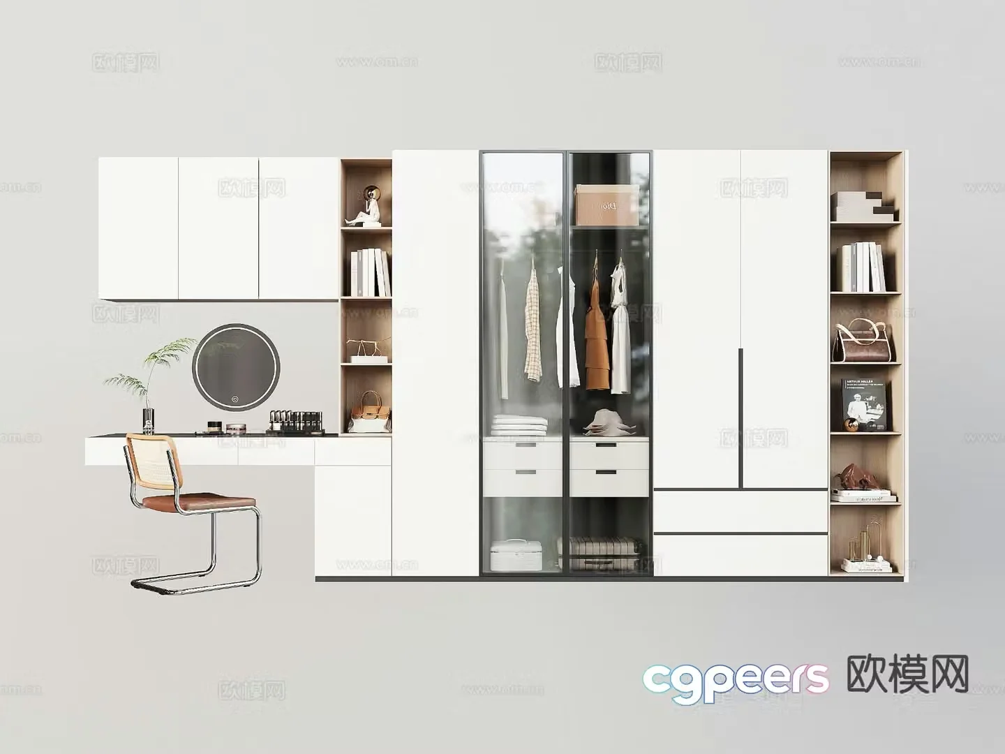Modern wardrobe dresser integrated cabinet 3d model