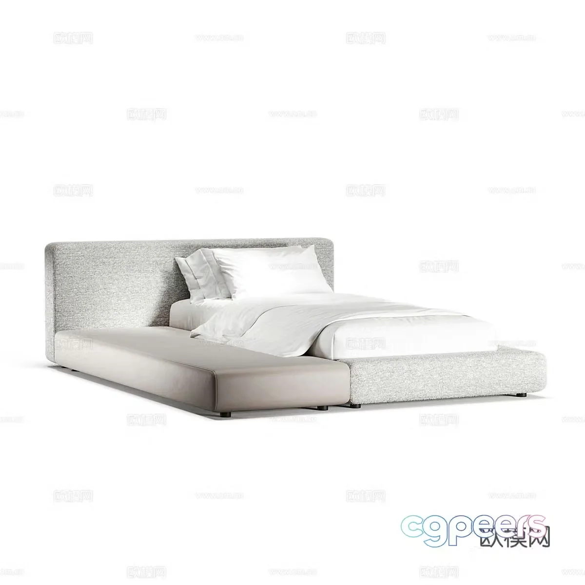 Modern simple double bed Double bed Simple bed Bedroom bed Pillow 3D model