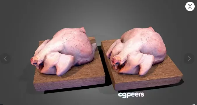 Two Raw Chickens 3D Model – 16307 – VRAY Render