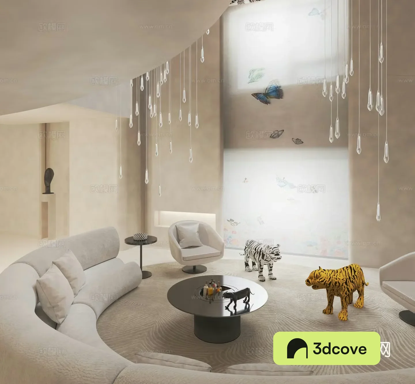 Du Wenbiaoï½œJungle theme courtyard villa living room