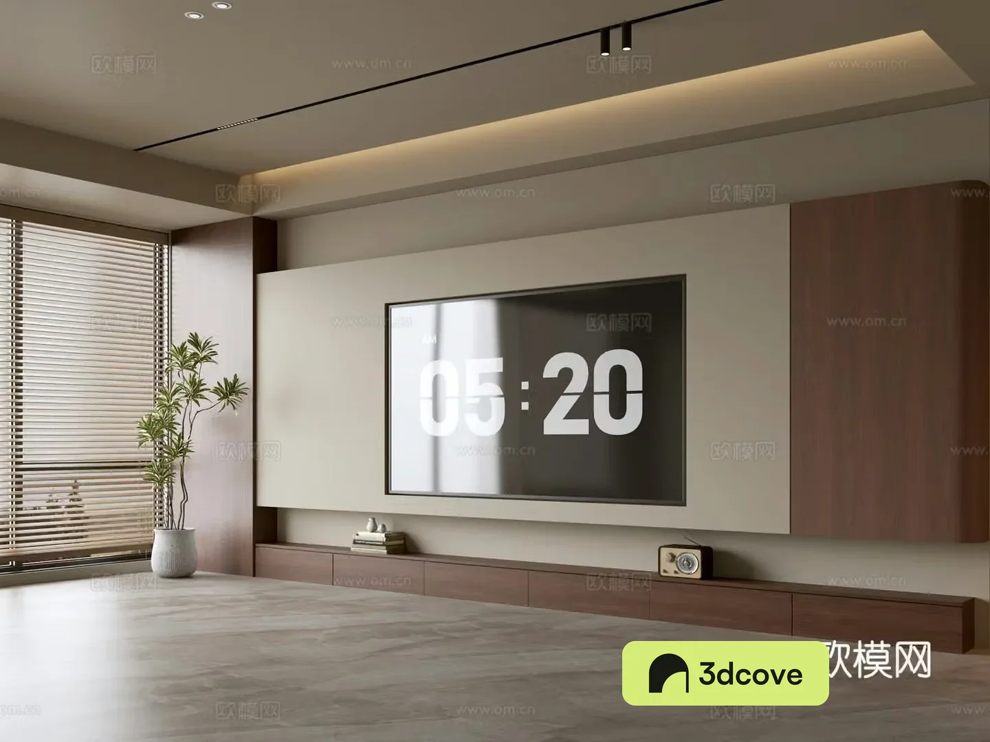 Wasabi Middle Style TV Cabinet TV Background Wall Overall Cabinet TV Background Wall Medal Style 3D Model