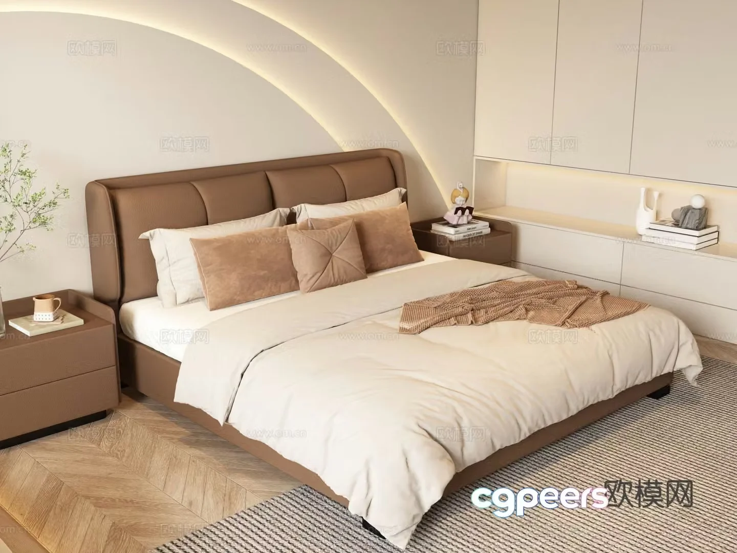 Italian double bed 3d model