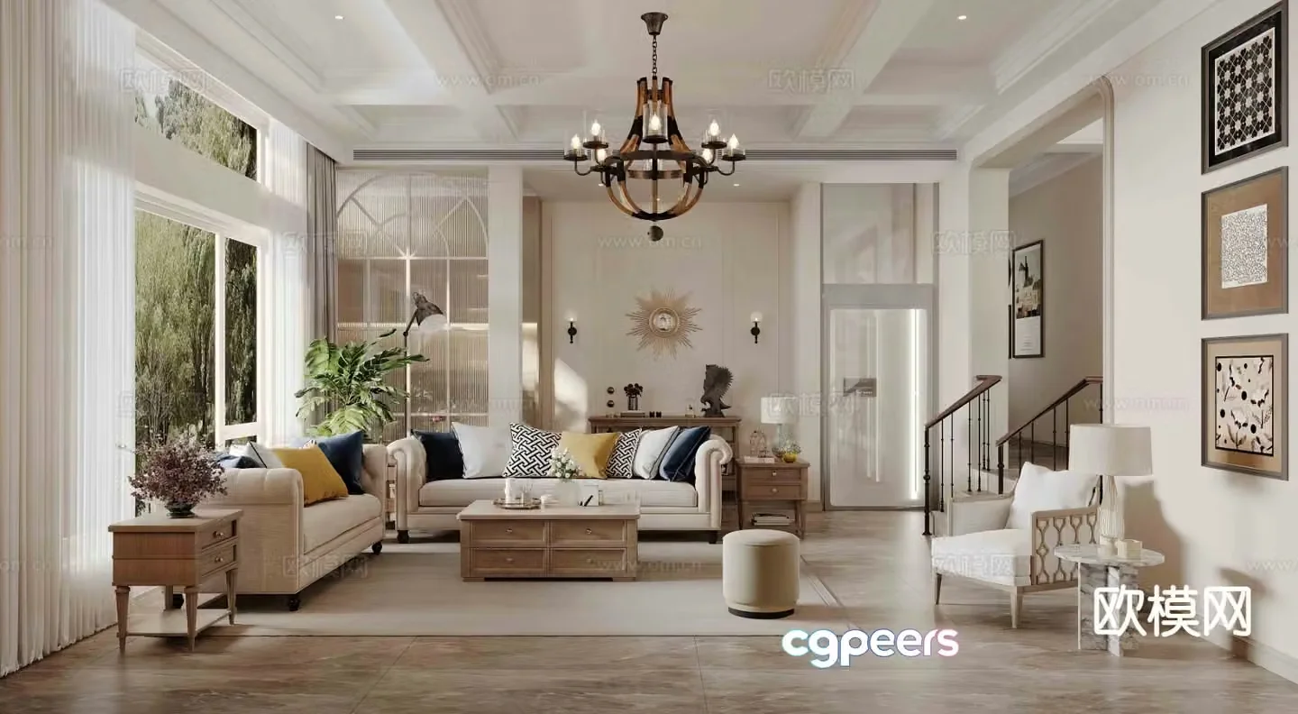 American living room 3d model