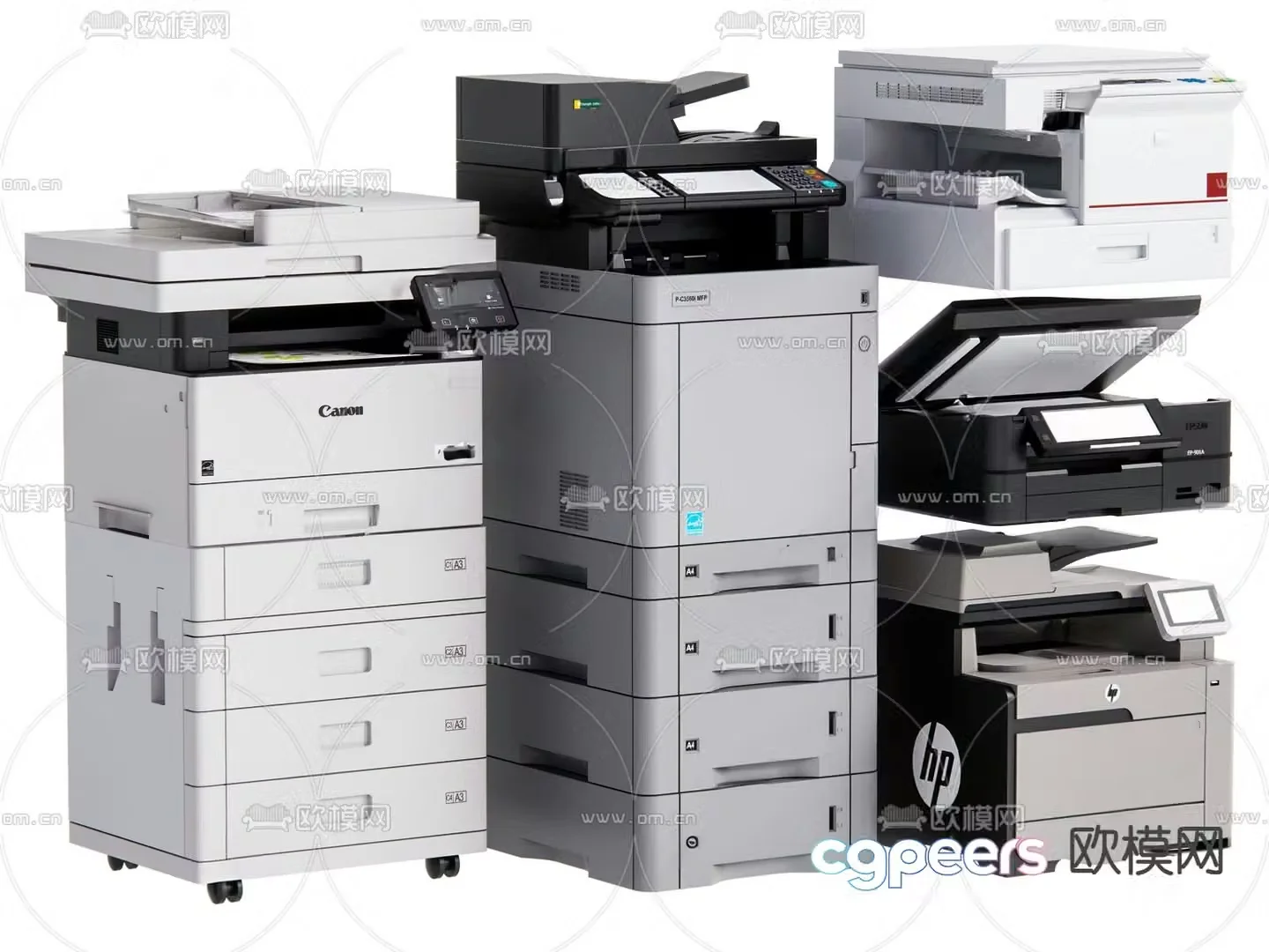 printer copier office supplies 3d model