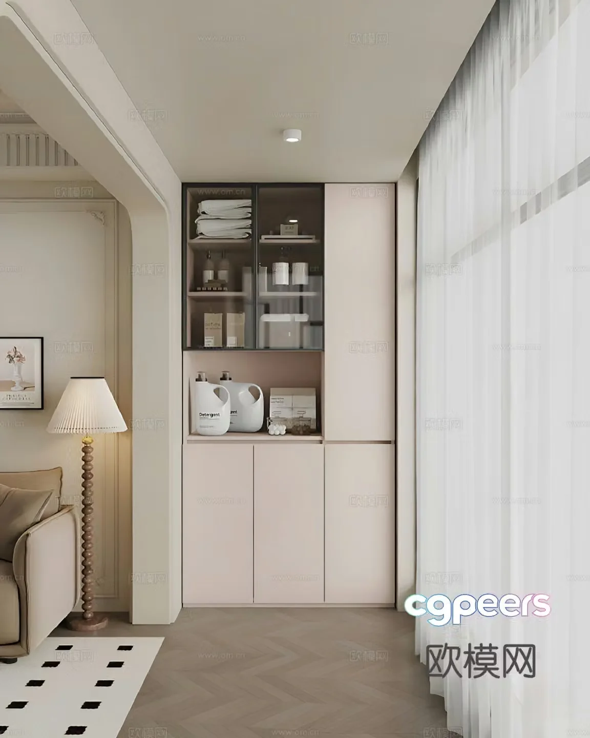 Modern cream balcony balcony balcony cabinet cabinet 3d model
