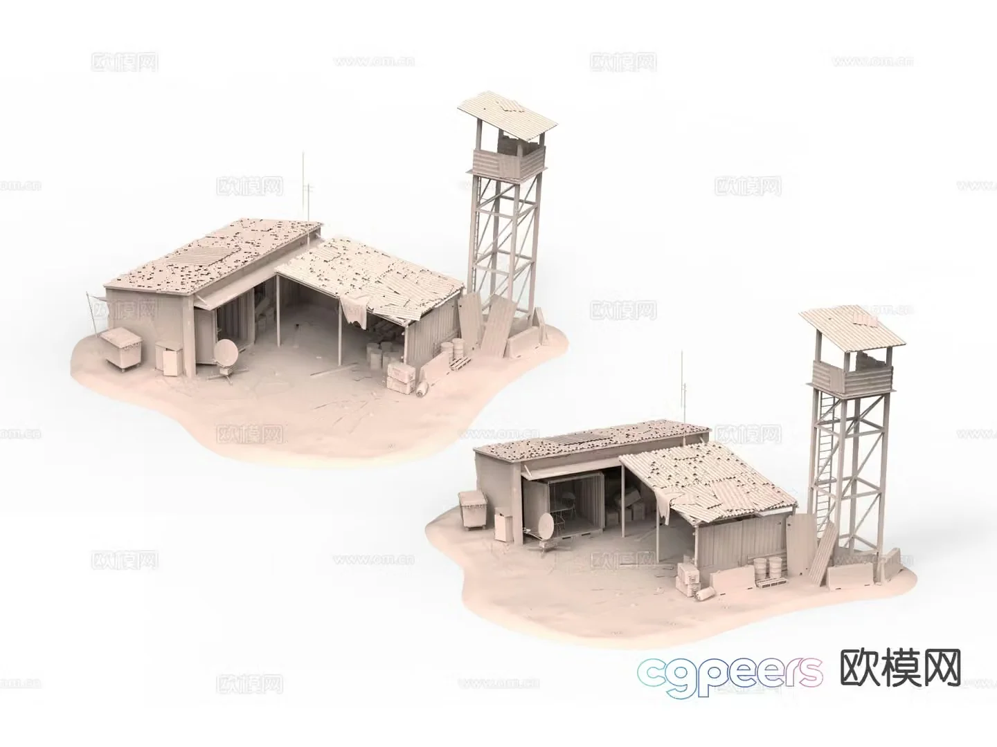 Outdoor sketch desert abandoned house 3d model
