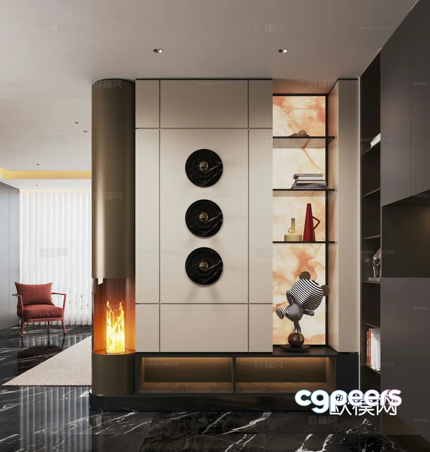 Modern entrance hallway Decorative entrance hall Porcelain partition Entrance entrance hall Translucent stone background 3D model