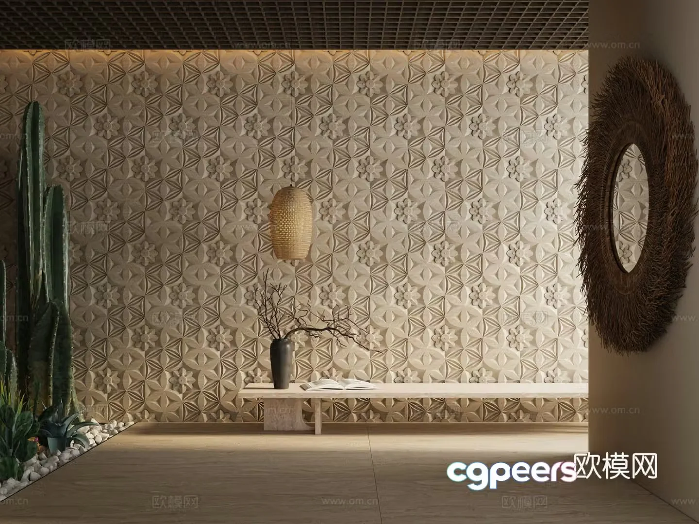 Translucent stone Wood veneer Marble Hard bag Fur stone background wall 3D model