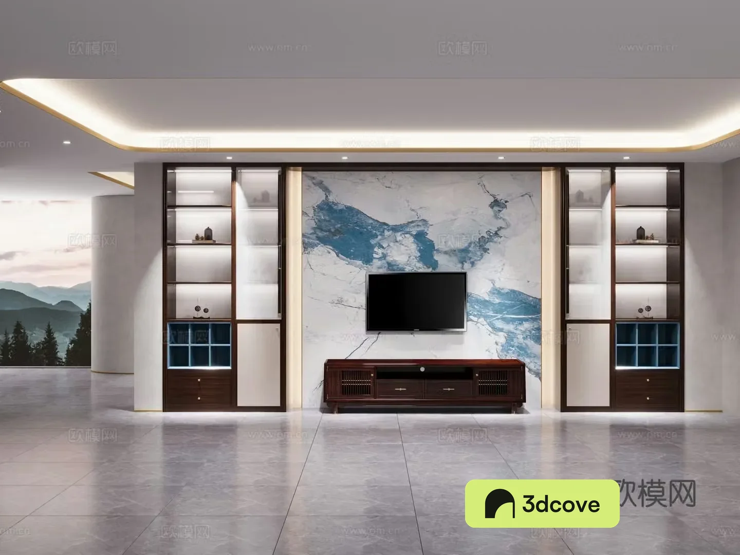 New Chinese TV Cabinet TV Background Wall Floor-standing TV Cabinet
