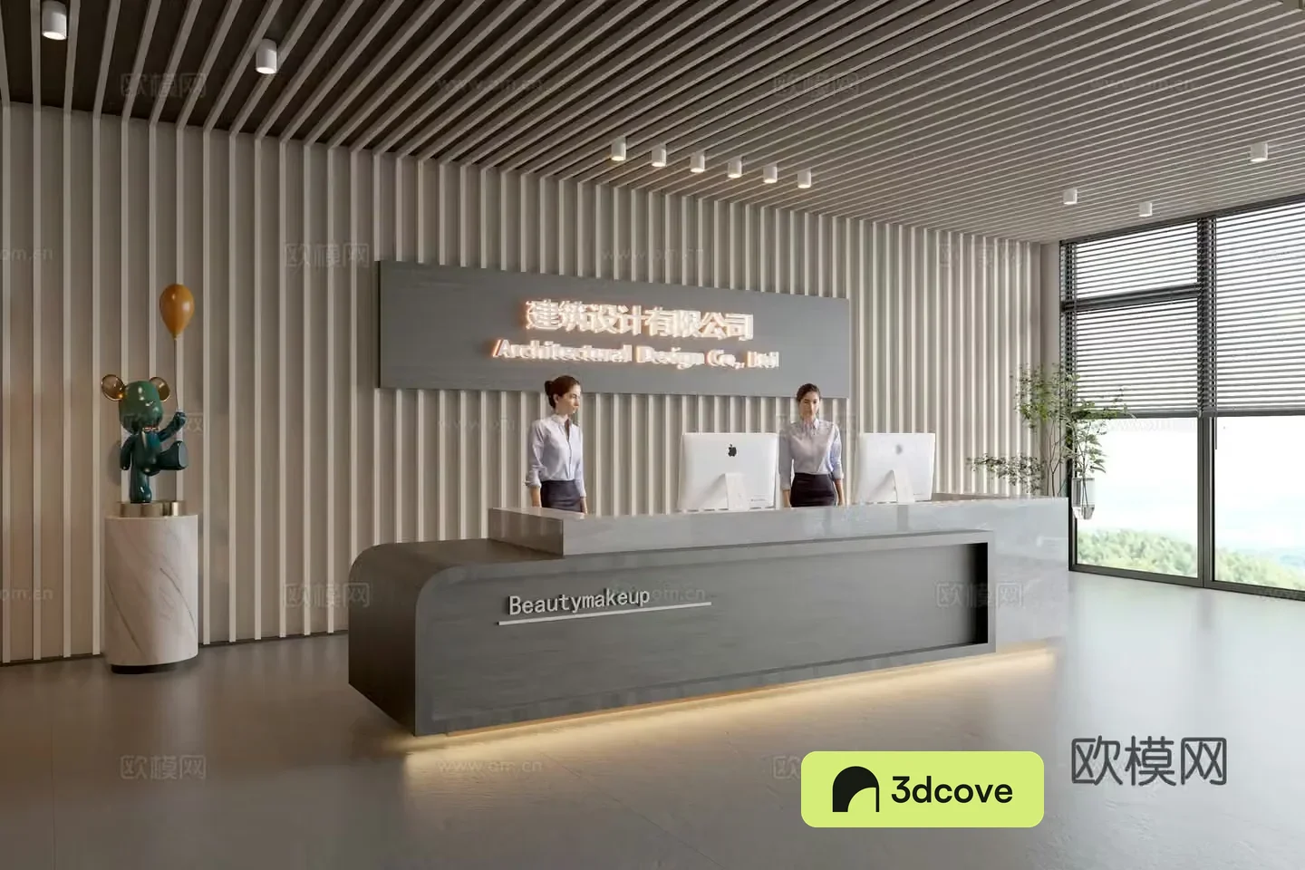Modern company front desk reception area bar reception desk service desk company front desk background