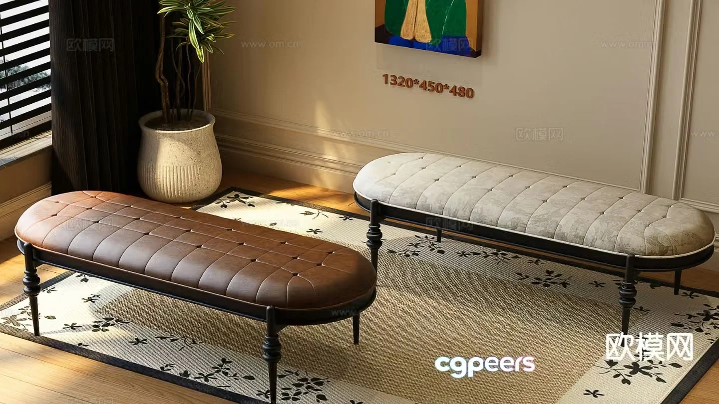 Medieval style footrest sofa foot 3D model