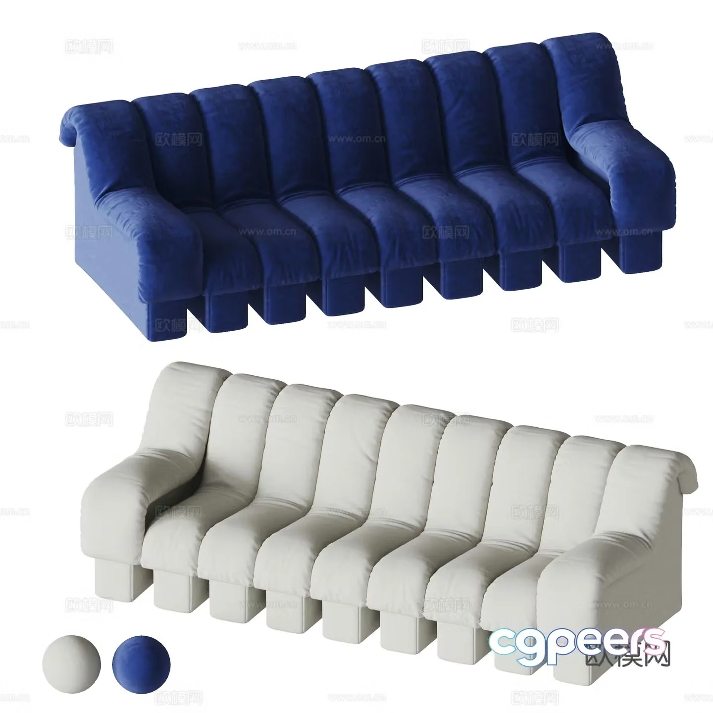 Rossin multi-person sofa upholstered sofa 3d model