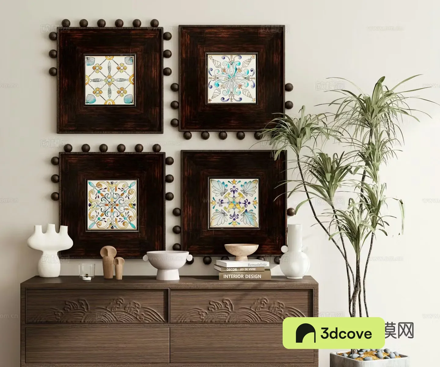 Middle-aged style hanging paintings combined paintings 3D model