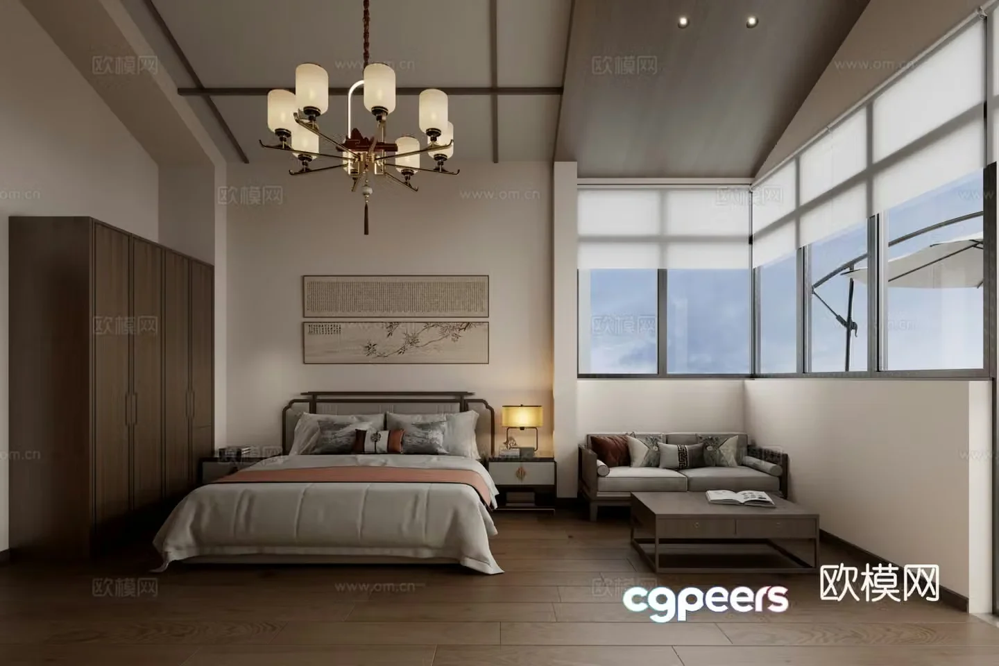 New Chinese bedroom 3D model