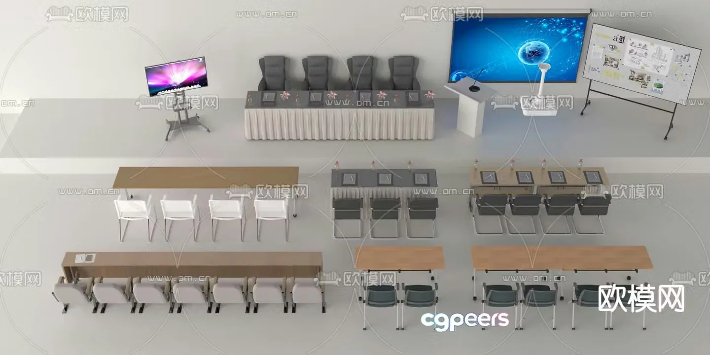 Conference tables and chairs 3d model