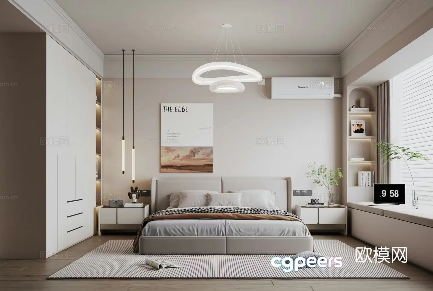 Modern minimalist bedroom master bedroom 3d model