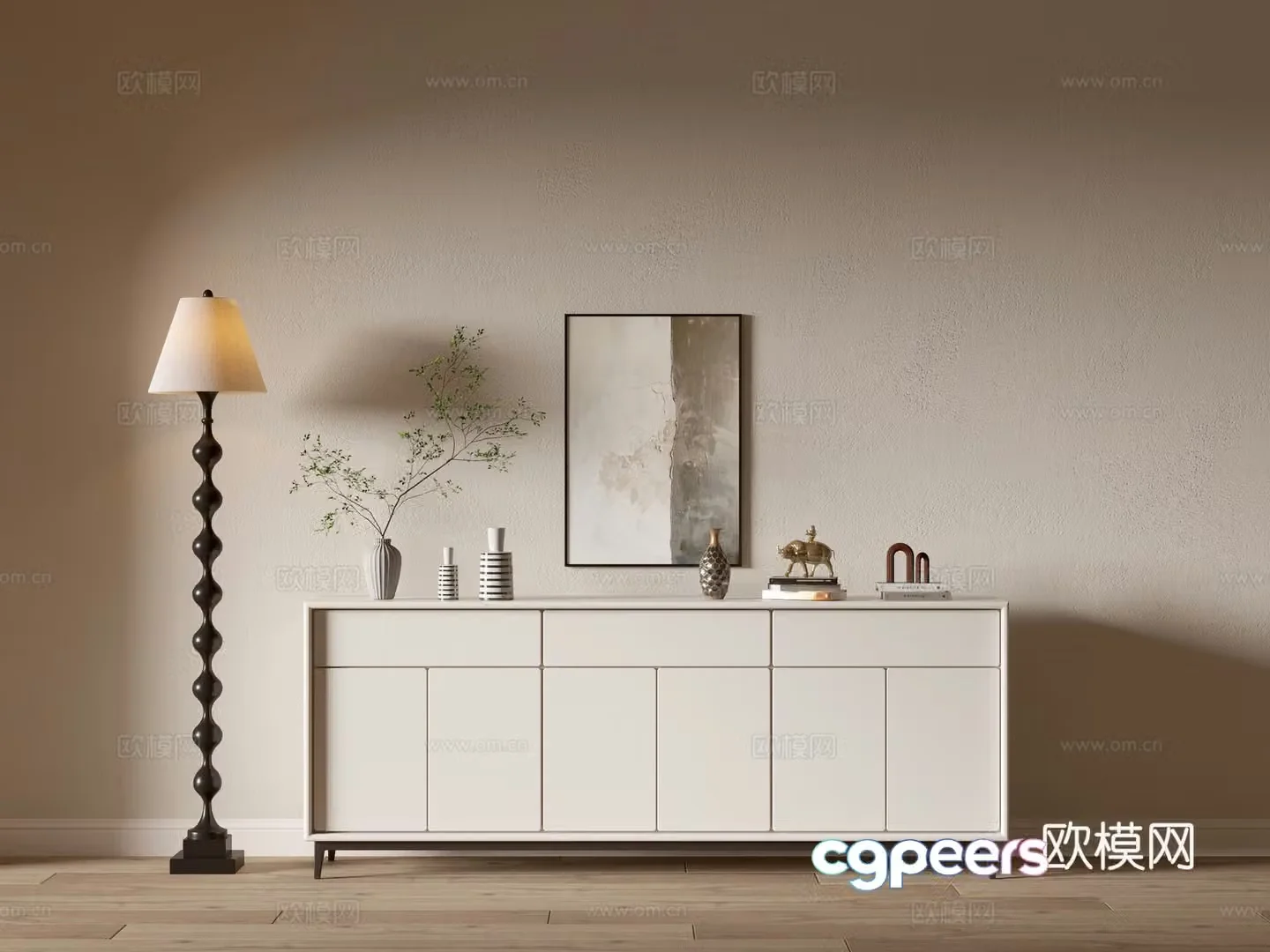 Modern cream wind chest of cabinet ins wind minimalist wind cabinet whole cabinet sideboard balcony cabinet 3d model