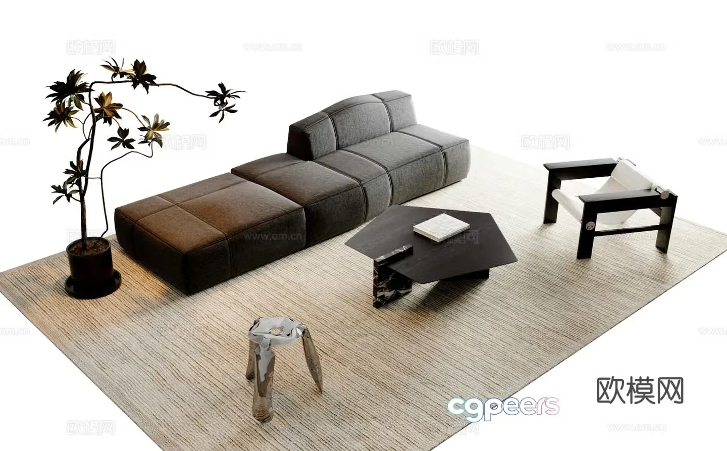 Modern sectional sofa 3d model