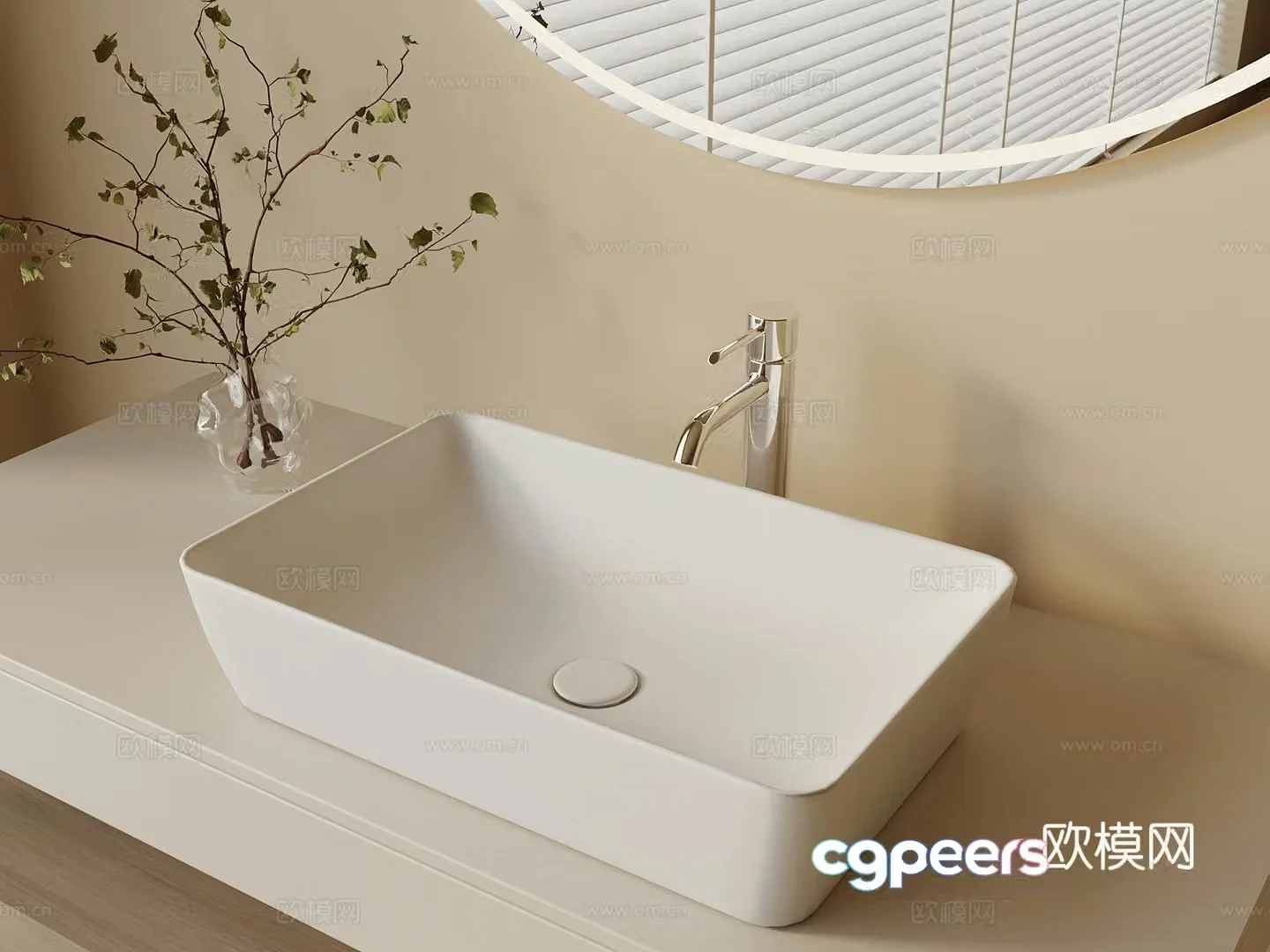 Modern washbasin washbasin column basin 3D model