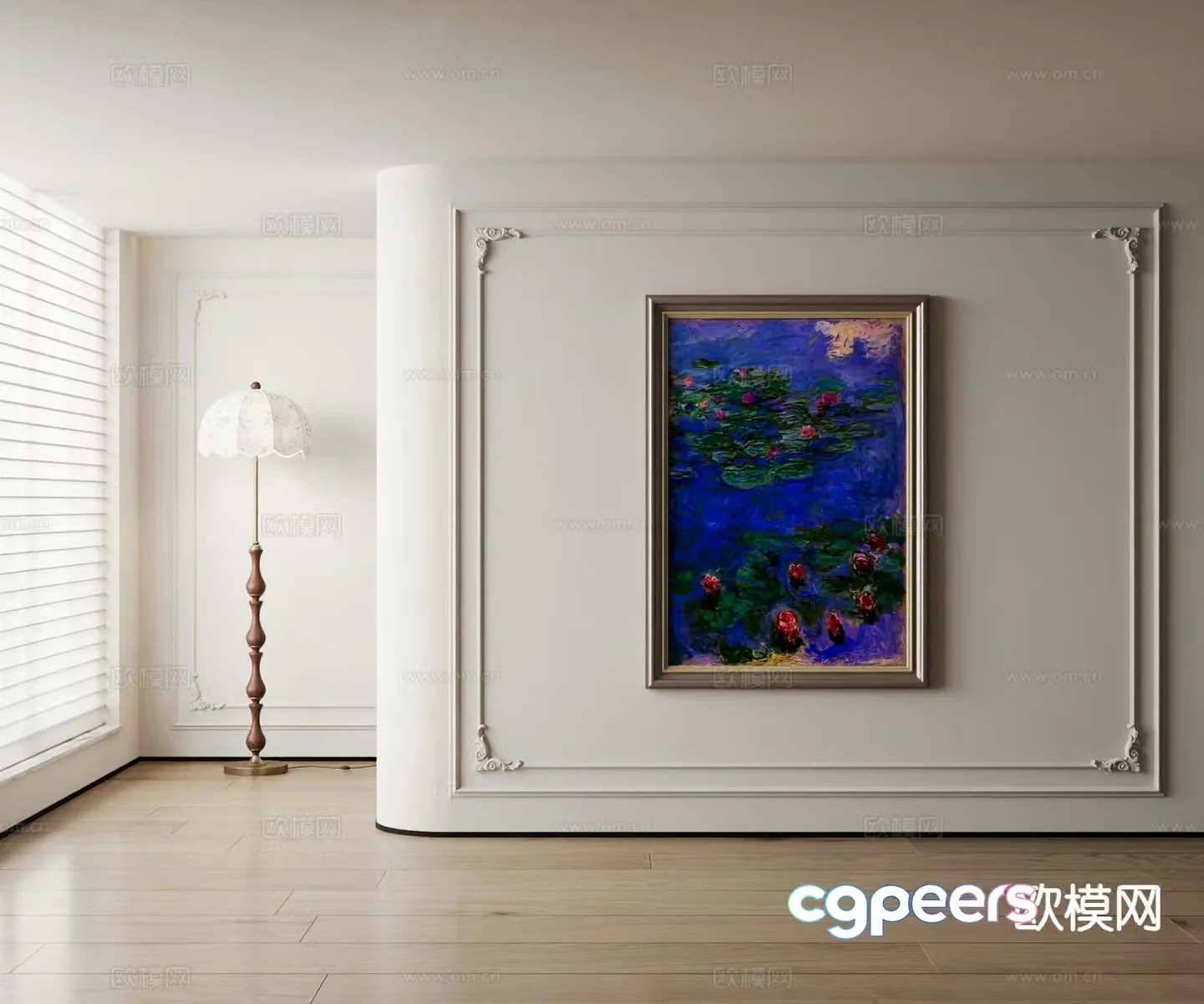 American decorative painting lotus pond oil painting 3d model