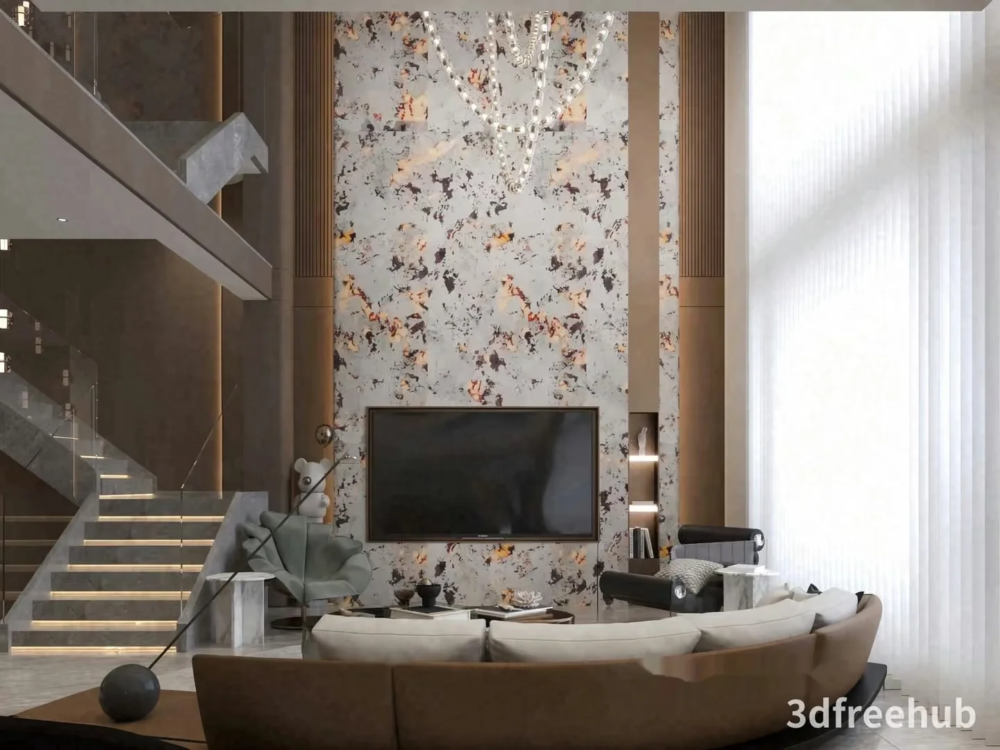 Modern Living Room 3D Model – 21985 – VRAY Render