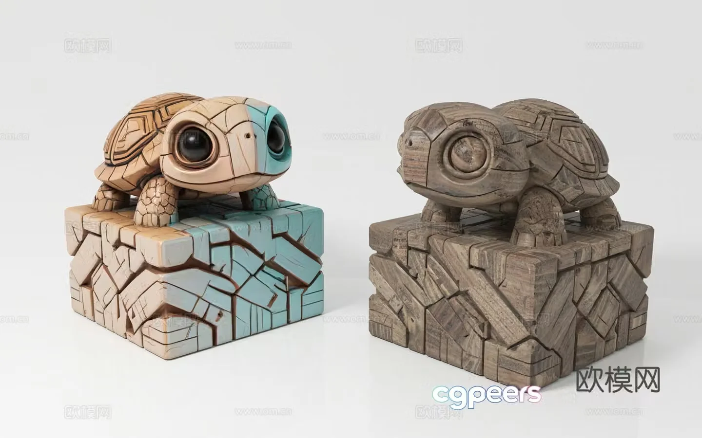Turtle pet cartoon animal wood carving stone sculpture totem seal three-dimensional totem ma 3d model
