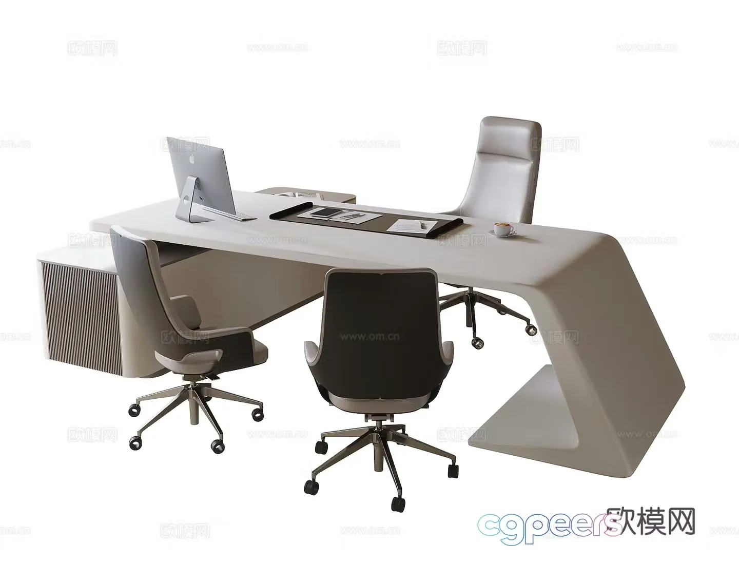 Modern table desk chair boss office desk chair office chair 3d model
