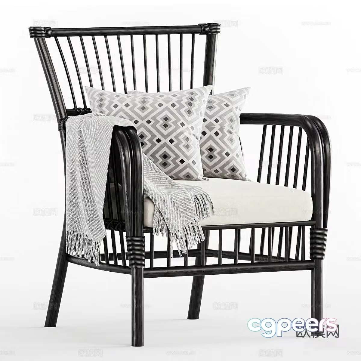 New Chinese bamboo woven leisure chair 3D model