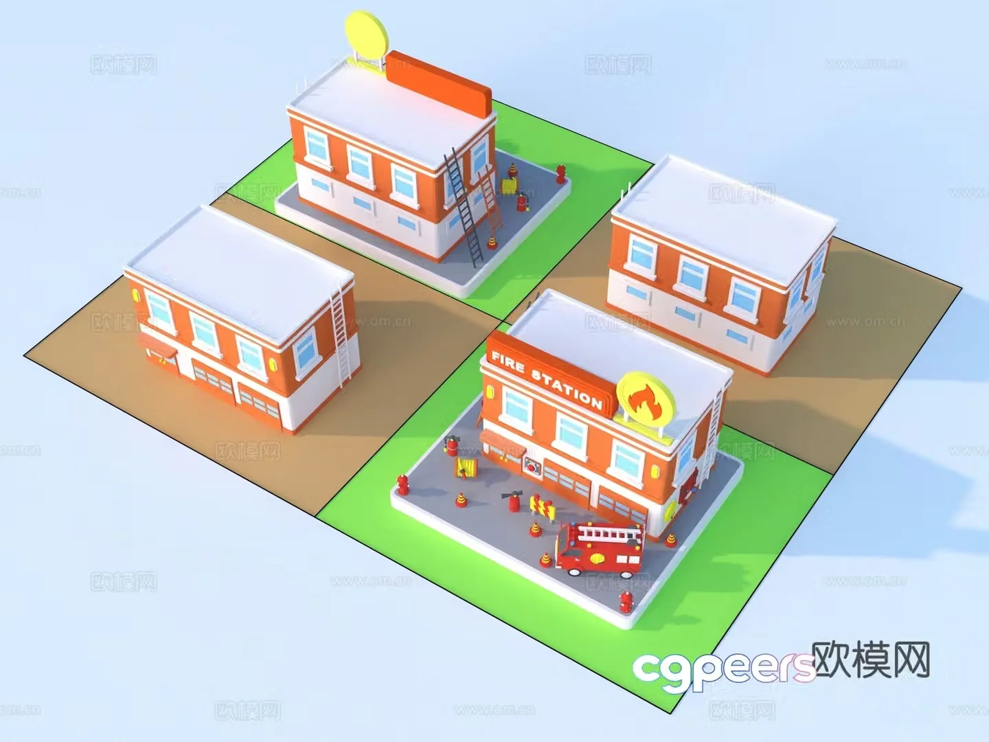 Cartoon toys architectural sketch 3d model