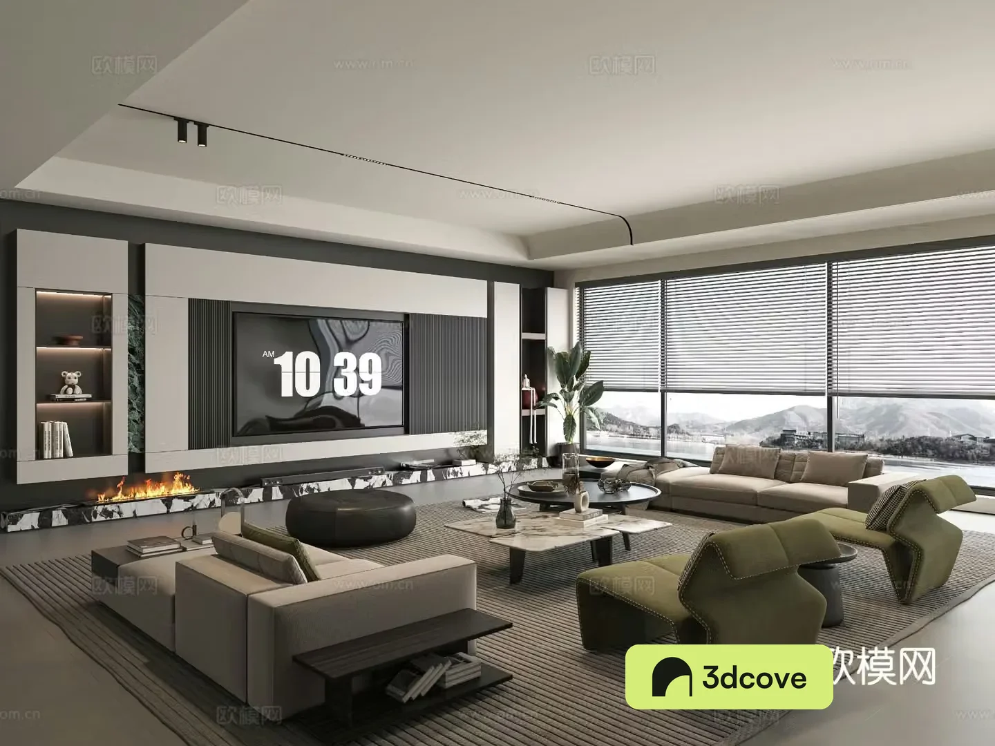 Modern living room large flat floor living room