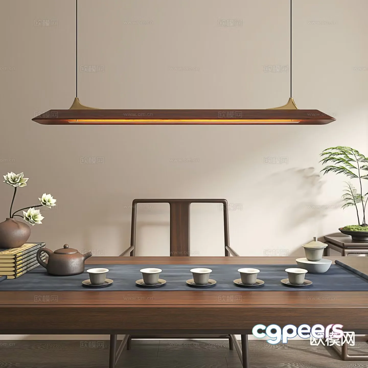 New Chinese style chandelier tea room chandelier 3d model