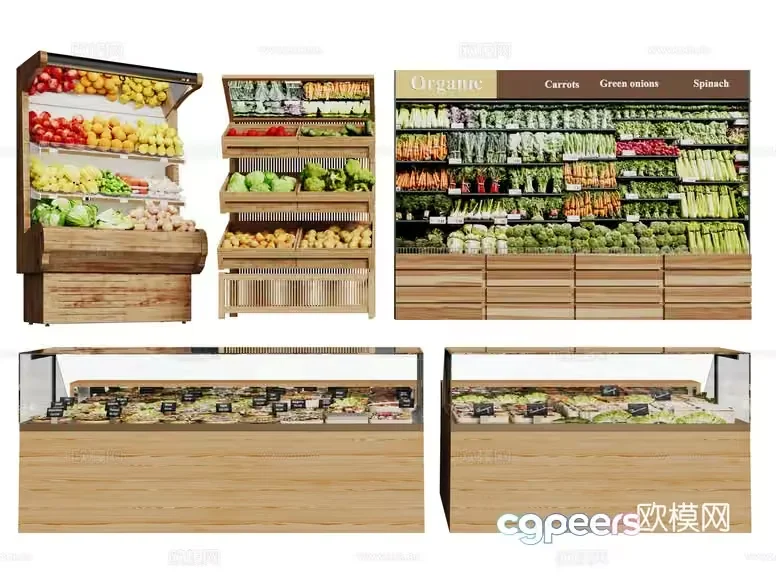 Organic Produce Display 3D Model – 14825 – CORONA Render