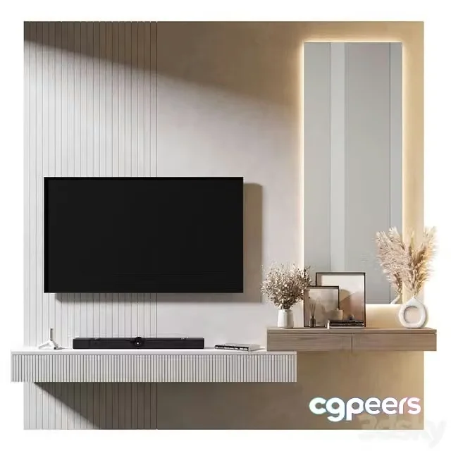 3ds Max Free – TV Wall set 913