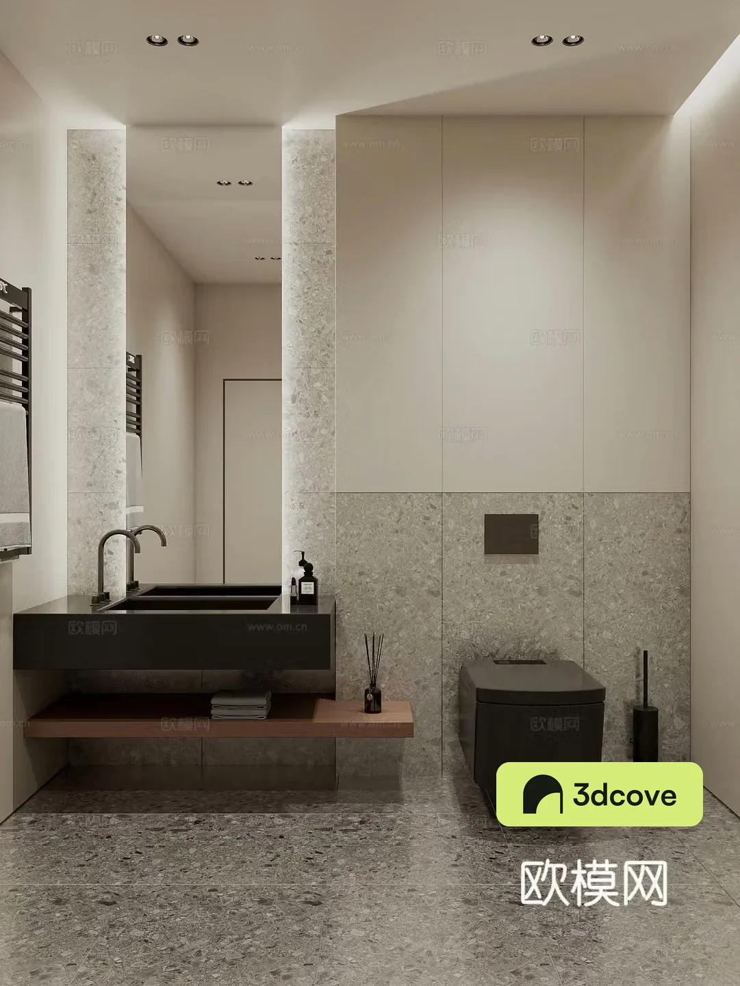 Modern minimalist black and white bathroom