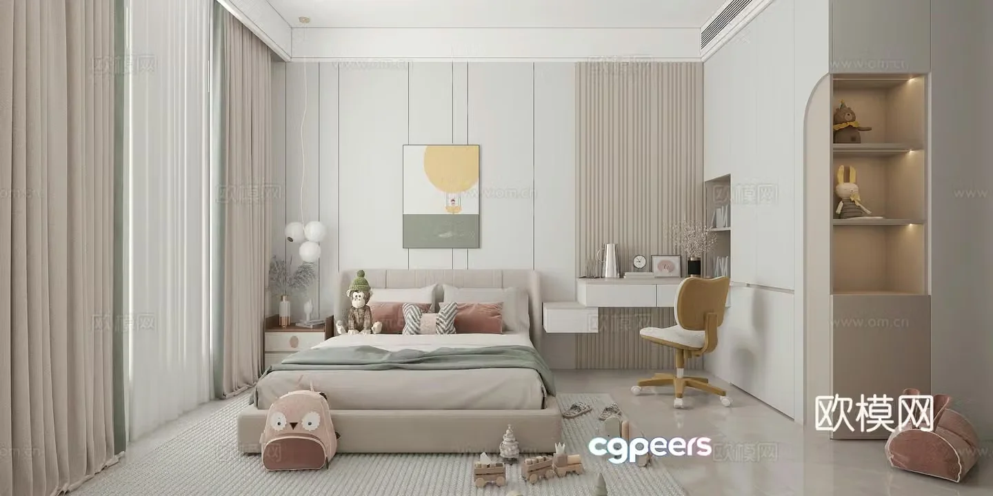 Modern bedroom children’s room 3d model