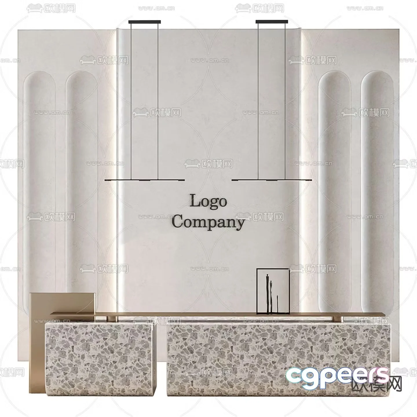 Front desk reception desk service desk 3d model