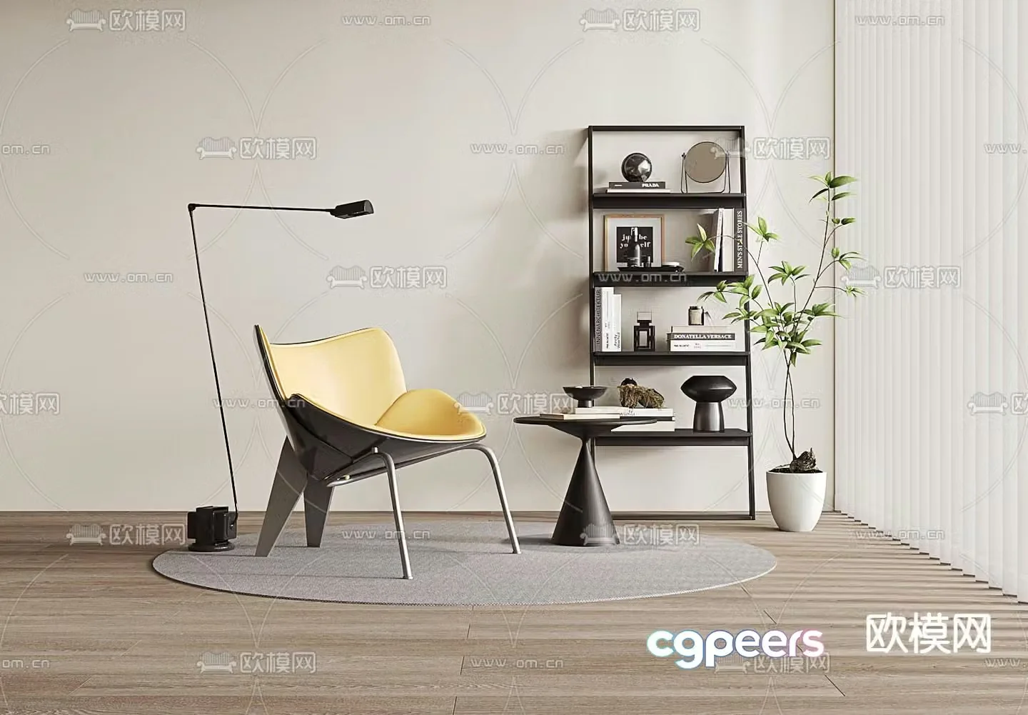 Leisure chair side table corner table storage rack 3d model