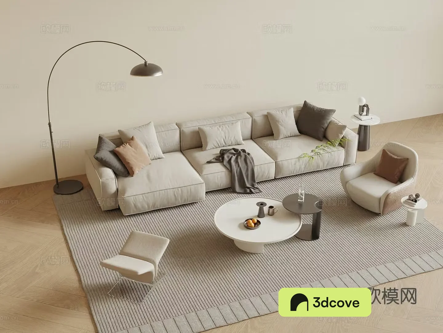Modern sofa coffee table combination single sofa stool living room sofa