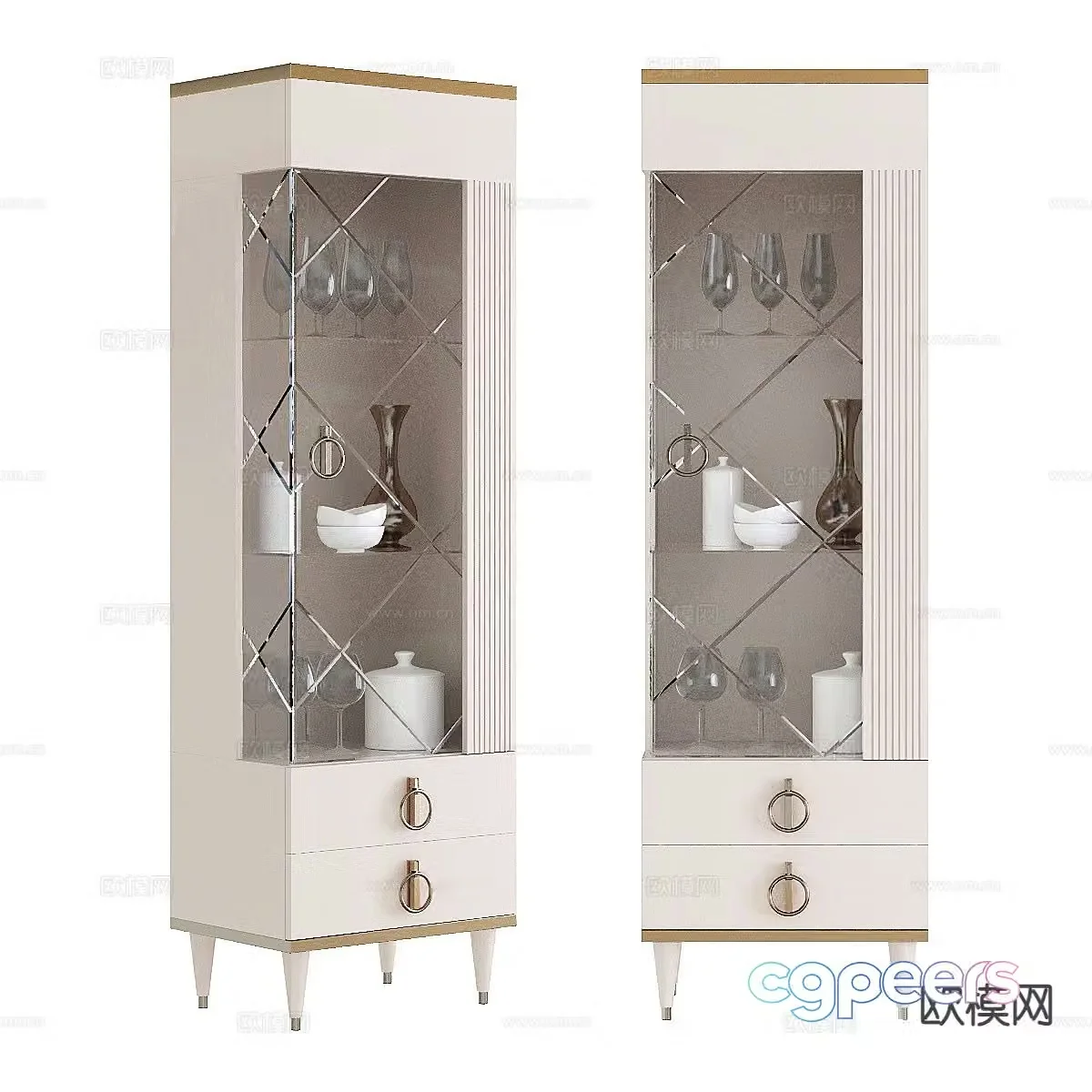 Light luxury wine cabinet 3D model