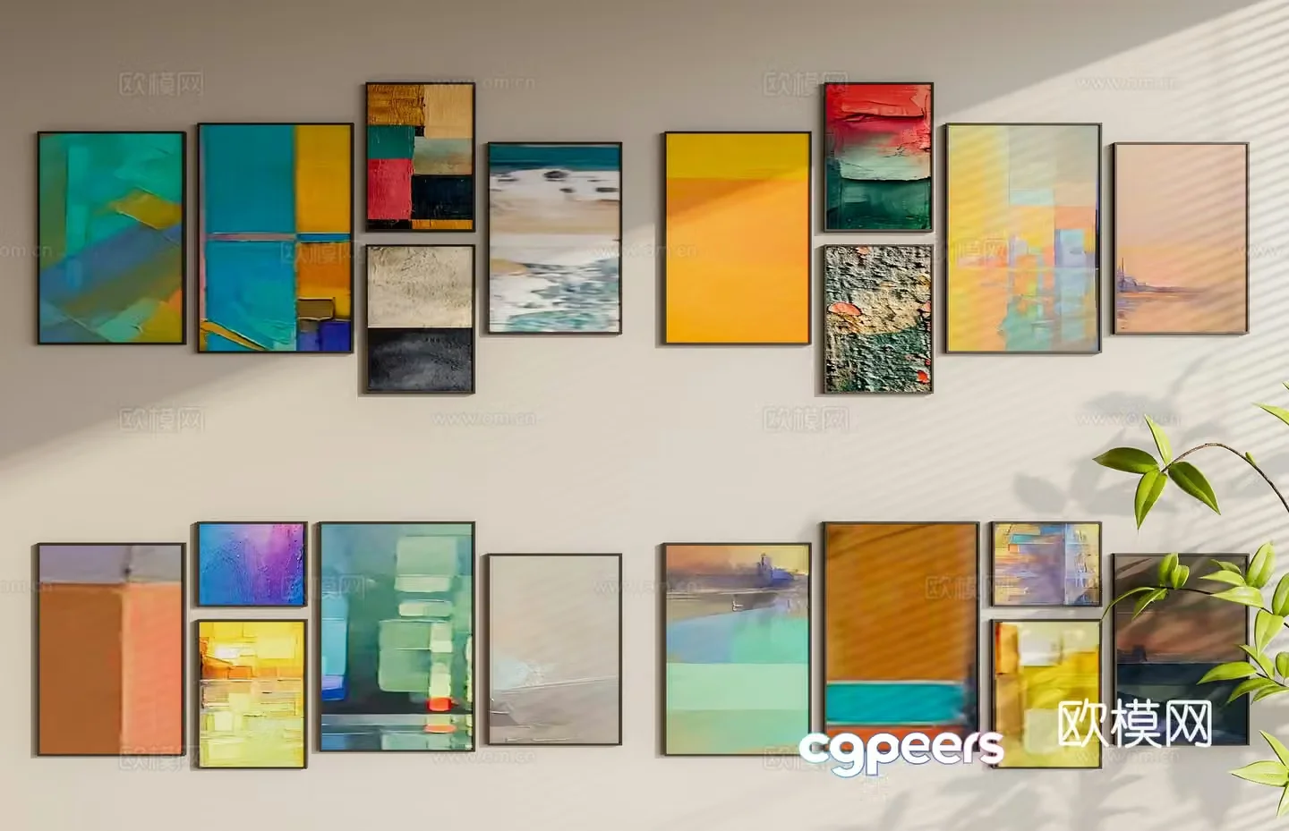Oil painting abstract painting art hanging 3d model