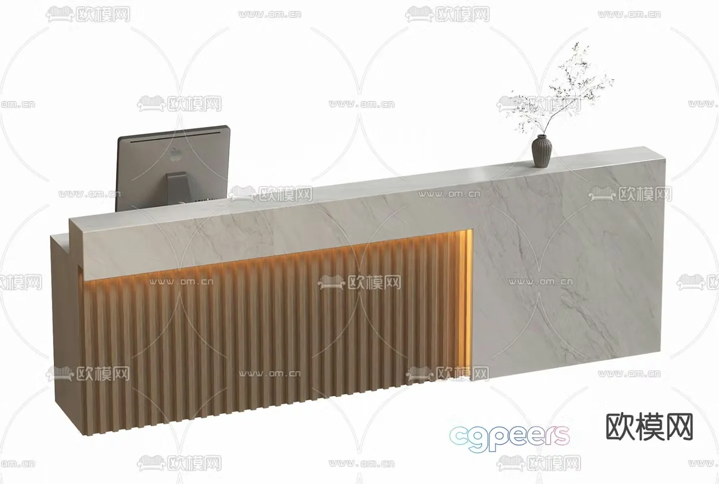 Modern reception desk front desk 3d model