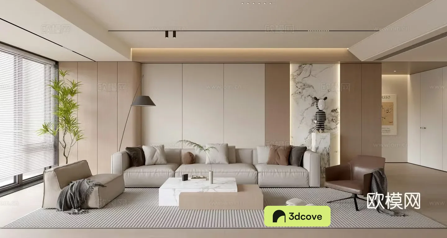 Modern creamy living room light luxury TV background wall combination coffee table sofa background wall