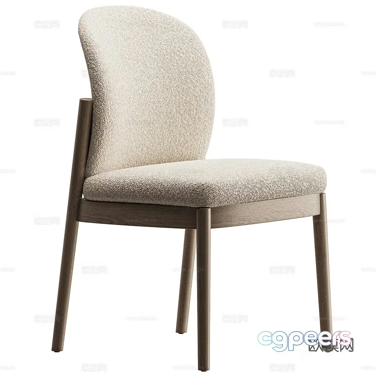 New Chinese style wooden fabric single chair 3D model