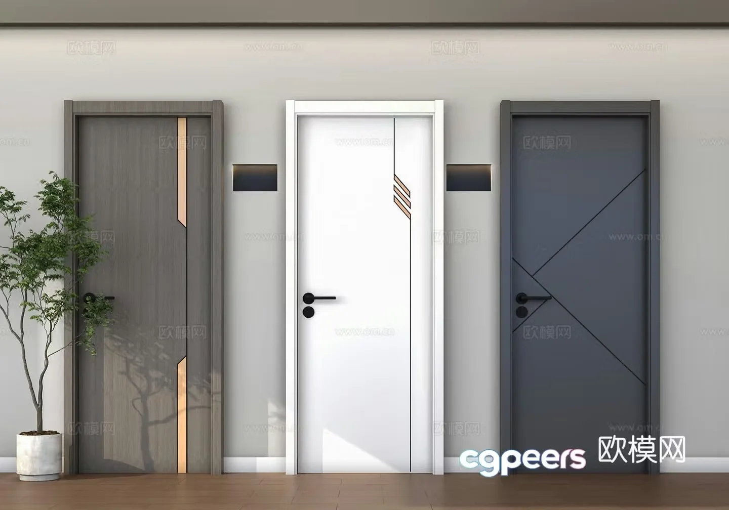 Modern bedroom door Modern single-open door Room door Solid wood door Swing door 3d model