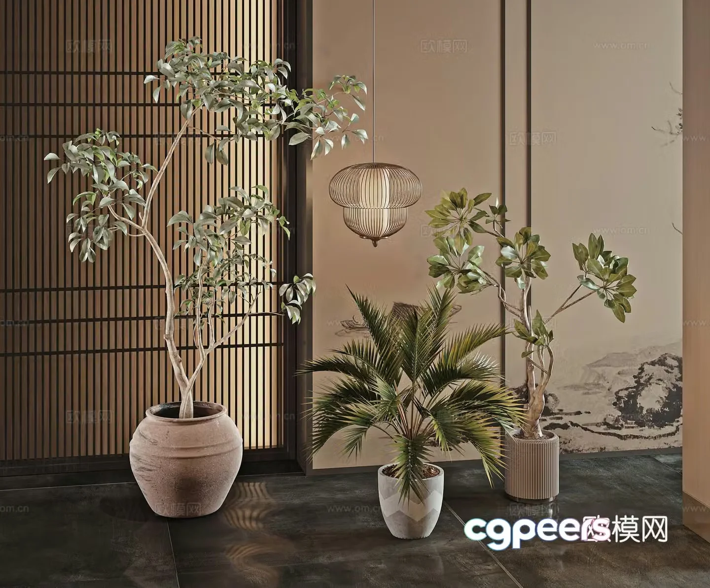 Modern green plant potted 3D model