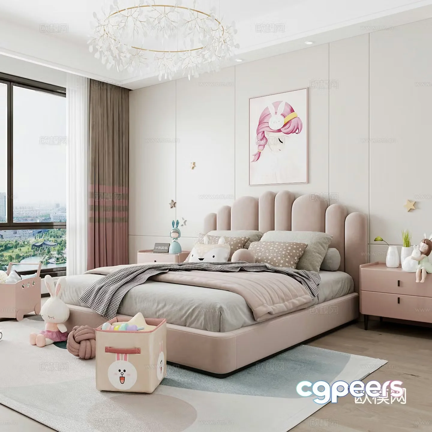 Modern children’s room boy’s room girl’s room children’s bed children’s wardrobe children’s desk 3d model