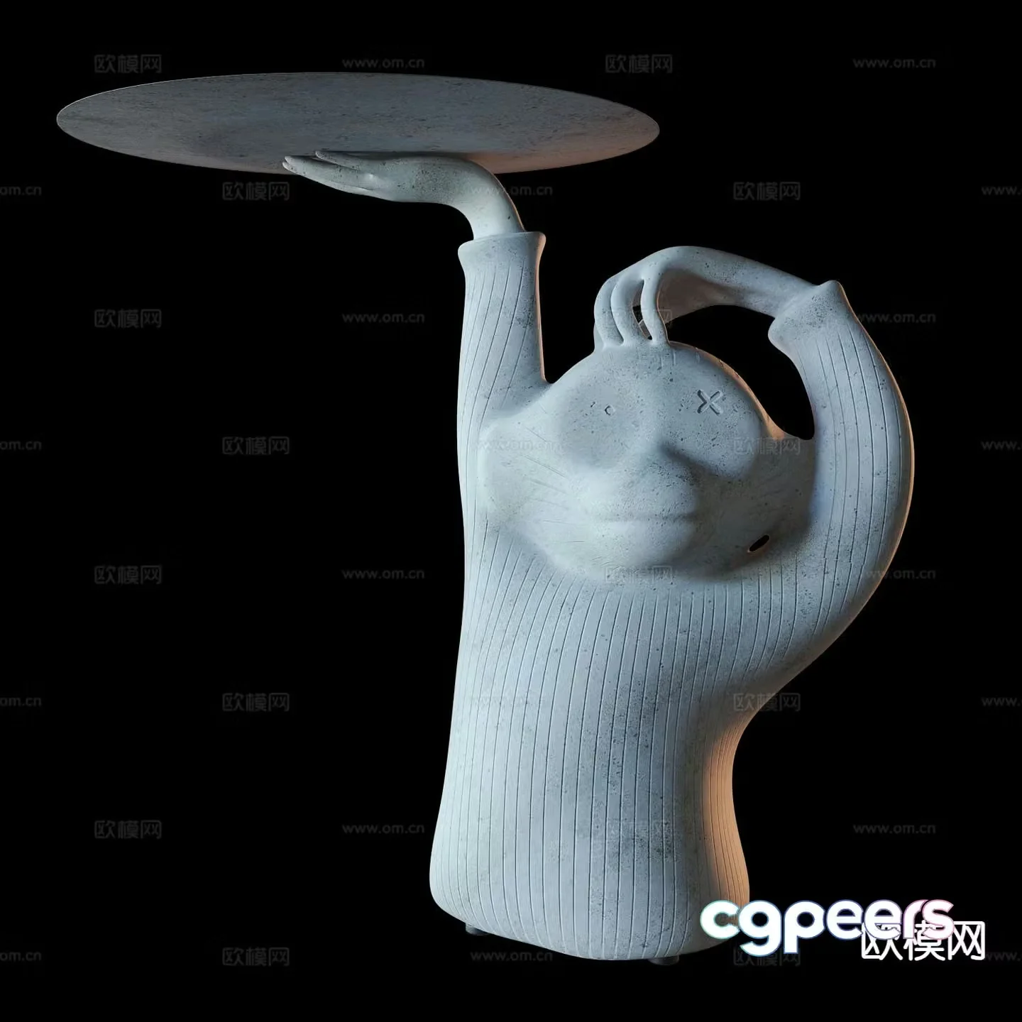 monkey ornaments tray sculpture 3d model