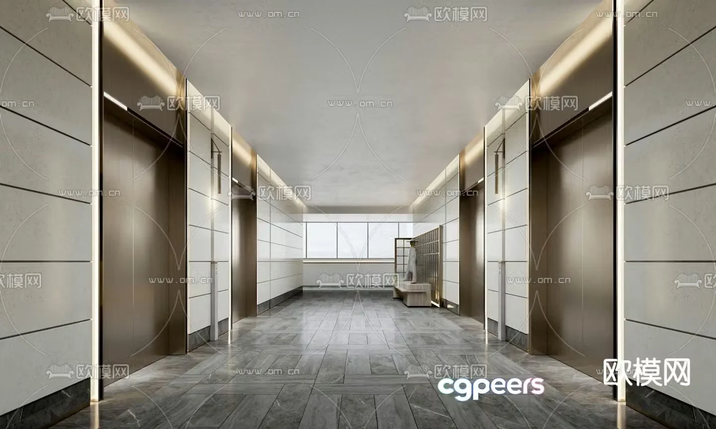 Modern elevator hall 3d model