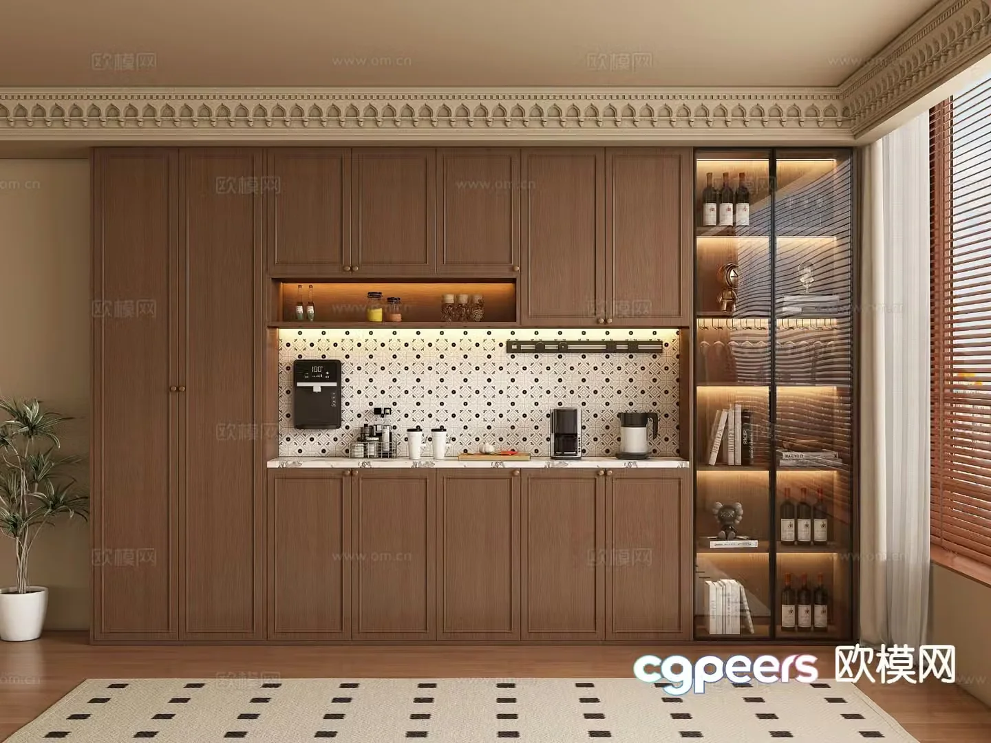 Middle-aged wine cabinet sideboard 3D model